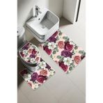 Modern Desenli Dijital Baskı 3 Lü Banyo Paspas Takımı Yıkanabilir Kaymaz Tabanlı Klozet Takımı Klz0053 Renkli