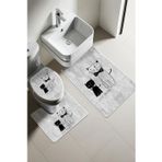 Modern Desenli Dijital Baskı 3’lü Banyo Paspas Takımı Yıkanabilir Kaymaz Tabanlı Klozet Takımı KLZ0003