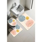 Modern Desenli Dijital Baskı 3’lü Banyo Paspas Takımı Yıkanabilir Kaymaz Tabanlı Klozet Takımı KLZ0005