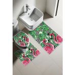 Modern Desenli Dijital Baskı 3’lü Banyo Paspas Takımı Yıkanabilir Kaymaz Tabanlı Klozet Takımı KLZ0008