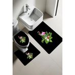 Modern Desenli Dijital Baskı 3’lü Banyo Paspas Takımı Yıkanabilir Kaymaz Tabanlı Klozet Takımı KLZ0009