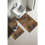 Modern Desenli Dijital Baskı 3’lü Banyo Paspas Takımı Yıkanabilir Kaymaz Tabanlı Klozet Takımı KLZ0010