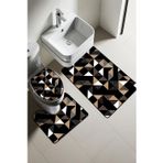 Modern Desenli Dijital Baskı 3’lü Banyo Paspas Takımı Yıkanabilir Kaymaz Tabanlı Klozet Takımı KLZ0016