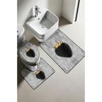 Modern Desenli Dijital Baskı 3’lü Banyo Paspas Takımı Yıkanabilir Kaymaz Tabanlı Klozet Takımı KLZ0017