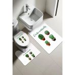 Modern Desenli Dijital Baskı 3’Lü Banyo Paspas Takımı Yıkanabilir Kaymaz Tabanlı Klozet Takımı Klz0019 Renkli 60 X 90