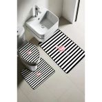 Modern Desenli Dijital Baskı 3’Lü Banyo Paspas Takımı Yıkanabilir Kaymaz Tabanlı Klozet Takımı Klz0021 Renkli 60 X 90