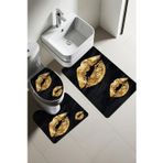 Modern Desenli Dijital Baskı 3’lü Banyo Paspas Takımı Yıkanabilir Kaymaz Tabanlı Klozet Takımı KLZ0029
