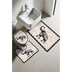 Modern Desenli Dijital Baskı 3’lü Banyo Paspas Takımı Yıkanabilir Kaymaz Tabanlı Klozet Takımı KLZ0030