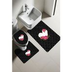 Modern Desenli Dijital Baskı 3’lü Banyo Paspas Takımı Yıkanabilir Kaymaz Tabanlı Klozet Takımı KLZ0031