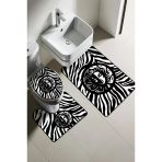Modern Desenli Dijital Baskı 3’Lü Banyo Paspas Takımı Yıkanabilir Kaymaz Tabanlı Klozet Takımı Klz0034 Renkli 60 X 90