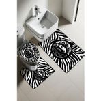 Modern Desenli Dijital Baskı 3’lü Banyo Paspas Takımı Yıkanabilir Kaymaz Tabanlı Klozet Takımı KLZ0034