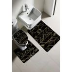Modern Desenli Dijital Baskı 3’Lü Banyo Paspas Takımı Yıkanabilir Kaymaz Tabanlı Klozet Takımı Klz0050 Renkli 60 X 90