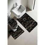 Modern Desenli Dijital Baskı 3’lü Banyo Paspas Takımı Yıkanabilir Kaymaz Tabanlı Klozet Takımı KLZ0050