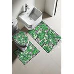 Modern Desenli Dijital Baskı 3’lü Banyo Paspas Takımı Yıkanabilir Kaymaz Tabanlı Klozet Takımı KLZ0051