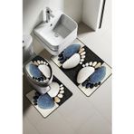 Modern Desenli Dijital Baskı 3’lü Banyo Paspas Takımı Yıkanabilir Kaymaz Tabanlı Klozet Takımı KLZ0054
