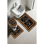 Modern Desenli Dijital Baskı 3’lü Banyo Paspas Takımı Yıkanabilir Kaymaz Tabanlı Klozet Takımı KLZ0058