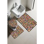 Modern Desenli Dijital Baskı 3’lü Banyo Paspas Takımı Yıkanabilir Kaymaz Tabanlı Klozet Takımı KLZ0059
