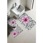 Modern Desenli Dijital Baskı 3’lü Banyo Paspas Takımı Yıkanabilir Kaymaz Tabanlı Klozet Takımı KLZ0060