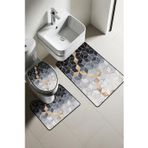 Modern Desenli Dijital Baskı 3’lü Banyo Paspas Takımı Yıkanabilir Kaymaz Tabanlı Klozet Takımı KLZ0061