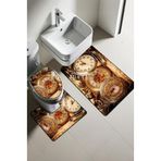 Modern Desenli Dijital Baskı 3’lü Banyo Paspas Takımı Yıkanabilir Kaymaz Tabanlı Klozet Takımı KLZ0063