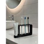 Modern Diş Fırçası ve Diş Macunu Standı - Hijyenik Banyo Organizeri (16.5X10 Cm) - Siyah
