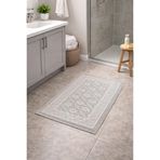 Modern Dokuma Desenli Kaymaz Taban Banyo Paspası 50x80 cm Bej