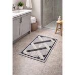 Modern Dokuma Desenli Kaymaz Taban Banyo Paspası 50x80 cm Siyah