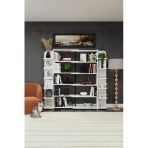 Modern Dönebilen Ayarlanabilir Raflı Ev Ofis Kitaplık %100 Mdf Dekoratif Kütüphane Kitaplık Dk01 Beyaz