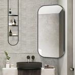 Modern Döner Köşe Duvar Aynası 360° Dönebilen Geri Çekilebilir Dikdörtgen Banyo Aynası 40X70 cm Alüminyum Çerçeve HD Makyaj Makyaj için Şık Dekoratif Ayna (Nero 40X70cm)