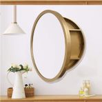 Modern Duvara Monte Banyo Ayna Dolabı Yuvarlak Asılı İlaç Dolabı Oturma Odası Mutfak Yatak Odası için - Kahverengi 50 cm Altın 70 cm Şık Depolama Çözümü.