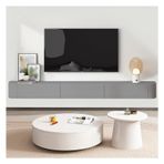 Modern Duvara Monte TV Ünitesi Depolama Çekmeceli Yüzen Eğlence Merkezi Oturma Odası ve Yatak Odası için Medya Konsolu Şık Raflar (Gri 140 cm)