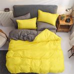 Modern Düz Renk Nevresim Takımı Yatak Takımı 4 Parça, Tek Kişilik Çift Kişilik King Yatak Ütüsüz Mikrofiber Fermuarlı Yorgan Kılıfı Setleri Gri Düz Çarşaf ve 2 Yastık Kılıfı (220x240 cm, Limon Sarısı)