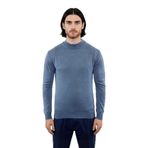 Modern Erkek Triko Kazak Fitted Kesim Dik Yaka Uzun Kollu Rahat Pamuklu Karışım Basic Stil Kış ve -Mavi-XL