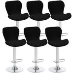Modern Esnek Bar Taburesi Sandalye Kılıfı 4/6'lı Set Düşük Sırt Kavisli Döner Yüksek Bar/Tezgah Sandalye Kılıfları Mutfak veya Yemek Sandalyesi için Siyah 4 Parça