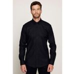 Modern Fit %100 Pamuk Armürlü Premium Erkek Siyah Gömlek