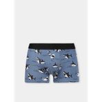 Modern Fit Baskılı Erkek Mavi Boxer