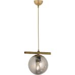 Modern Füme Glop Camlı Sıralı Tekli Gold Sarkıt Avize - Ahşap - 1