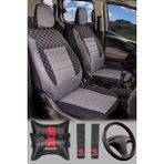 Modern Garaj Peugeot, Bipper, Partner, 106, 107, 206, 207, 208, 306, 307 Uyumlu Ön Arka Tam Set Gofrajlı Oto Koltuk Kılıfı Seti - Gri