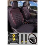 Modern Garaj Renault Clio 1-2-3-4, Symbol, Fluence, Megane 1-2-3 Broadway, Toros, Uyumlu Ön Arka Tam Set Gofrajlı Oto Koltuk Kılıfı Seti - Siyah