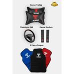 Modern Garaj Tofaş Logolu Halı Paspas- Boyun Yastığı- Kemer- Direksiyon Kılıfı Konfor Set
