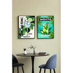 Modern Genç Odası Çerçevesiz 2'li Poster Tonik/Mojito Temalı Çerçevesiz Poster