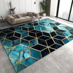 Modern Geometrik Alan Halısı 180 x 240 cm Yumuşak Yıkanabilir Halı Oturma Odası ve Yatak Odası için Kaymaz Düşük Havlı Kolay Bakım Yüksek Trafik Çalışma Odası için İdeal