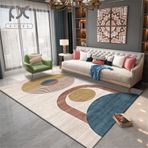 Modern Geometrik Mavi ve Sarı Alan Halı Oturma Odası için Büyük Kapalı Giriş Halısı Yumuşak ve Temiz Zemin Halısı 200x300 cm