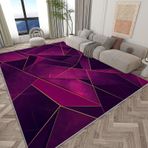 Modern Geometrik Mermer Parça Halı, Kaymaz Mor Kısa Tüylü 100 x 160 cm - Oturma Odası ve Yatak Odası için Yumuşak Dikdörtgen Halı, Makinede Yıkanabilir Ev Dekoru Halı