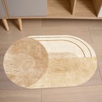 Modern Geometrik Oval Halı Soyut Baskı Motifli Bej Fildişi 80 x 120 cm Oturma Odası Yemek Odası Yatak Odası Çocuk Odası için