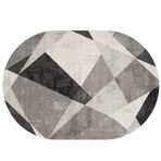 Modern Geometrik Oval Halı Yolluk Koridor Koridor için Kaymaz Yıkanabilir Kısa Tüylü Halı Ev Dekoru için Siyah Gri Oval 70 x 120 cm