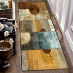 Modern Geometrik Sarı ve Siyah Mutfak Halısı Yolluk 3M Kaymaz Yıkanabilir Kısa Tüylü Halı Yatak Odası Koridoru için 50x200 cm