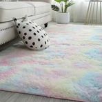 Modern gökkuşağı uzun tüylü yıkanabilir halı oturma odası yatak odası çocuk odası dekorasyon yumuşak ve kaymaz polar halı başucu halısı 160x230 cm