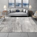 Modern Gri Alan Halısı 100x200 cm Soyut Tasarım Yıkanabilir Kısa Tüylü Halı Çok Yönlü Oturma Odası Balkon ve Mutfak Dekoru Nötr Renkler Şık Ev Döşeme