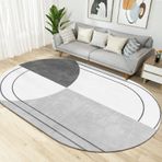 Modern Gri Oval Parça Halı Oturma Odası Balkon Yatak Odası Başucu Ev Dekorasyonu için Yumuşak Dokunuş Kısa Tüylü Zemin Halısı Sehpa Örtüsü Halı (Boyut: 80 x 120 cm)
